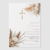 Elegant Wildflower Meisje Doop Vellum Uitnodigingen (Voorkant)