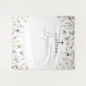 Elegant Wildflower Meisje Dopen Foto Achtergrond Wandkleed (Voorkant (horizontaal))