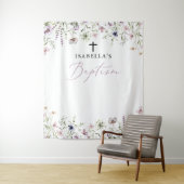 Elegant Wildflower Meisje Dopen Foto Achtergrond Wandkleed (In situ)