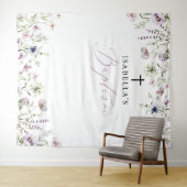 Elegant Wildflower Meisje Dopen Foto Achtergrond Wandkleed (In Situ (horizontaal))