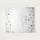 Elegant Wildflower Meisje Dopen Foto Achtergrond Wandkleed (Voorkant (horizontaal))