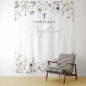 Elegant Wildflower Meisje Dopen Foto Achtergrond Wandkleed (In situ)