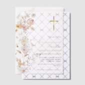 Elegant Wildflower Meisje Eerste Heilige Communie Vellum Uitnodigingen (Offset (Uitnodiging))