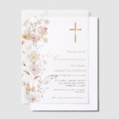 Elegant Wildflower Meisje Eerste Heilige Communie Vellum Uitnodigingen (Offset)