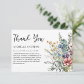 Elegant Wildflower Memorial Dank u kaart (Staand voorkant)