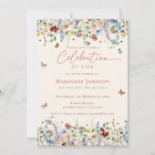 Elegant Wildflower Memorial Viering van het Leven Kaart (Voorkant)