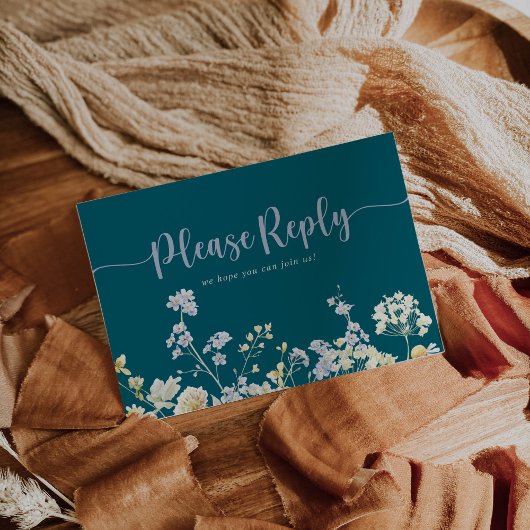 Elegant Wildflower Menu Keuze RSVP Briefkaart