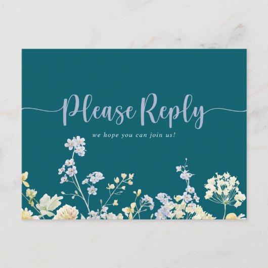 Elegant Wildflower Menu Keuze RSVP Briefkaart (Voorkant)