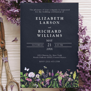 Elegant Wildflower Modern Summer Wedding Party Kaart