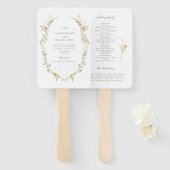 Elegant Wildflower Monogram Tuin Huwelijksprogramm Handwaaier (Voorkant en achterkant)