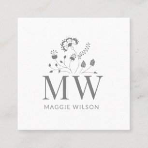 Elegant Wildflower Monogram Vierkante Visitekaartje