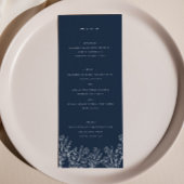 Elegant Wildflower Navy Blauw Bruiloft Diner Menu