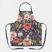 Elegant  Wildflower Navy Blue Floral Schort (Voorkant)