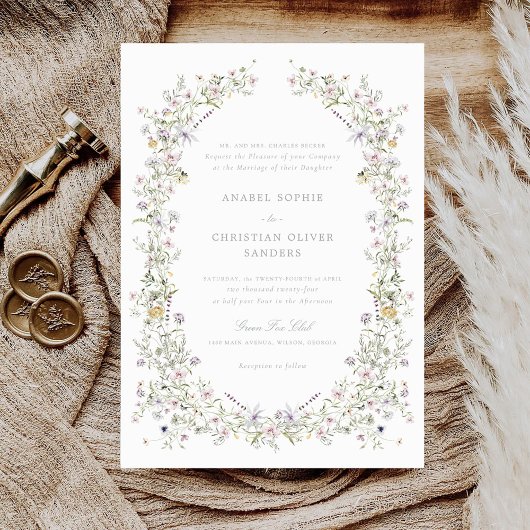 Elegant Wildflower Pastel Flowers Weddenschap Kaart