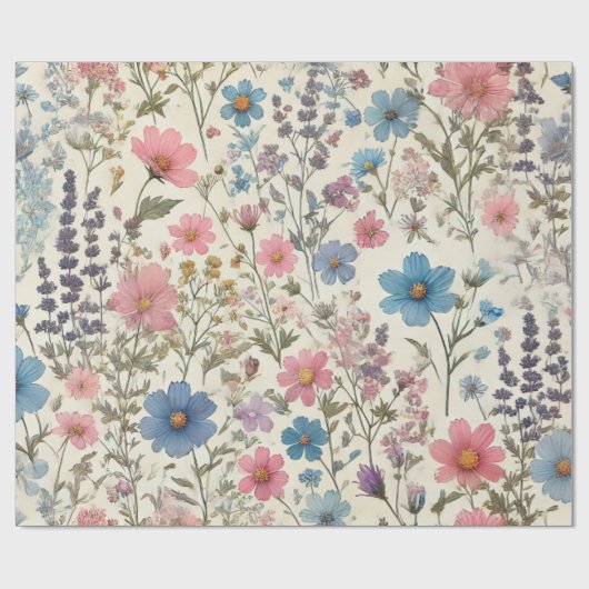 Elegant Wildflower Patroon Inpakpapier (Vlak)