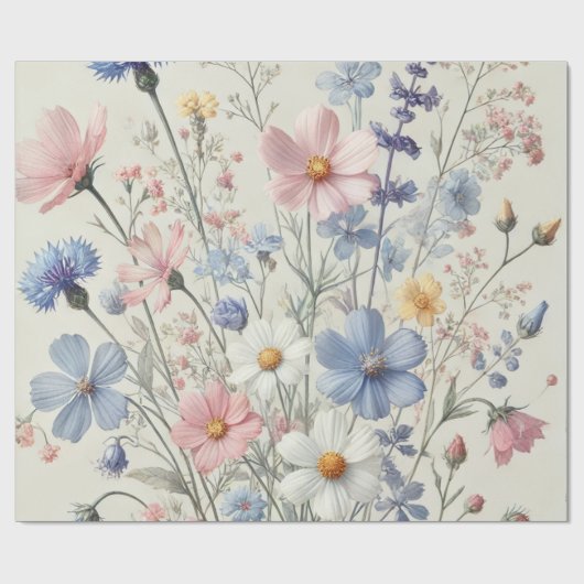 Elegant Wildflower Patroon Inpakpapier (Vlak)