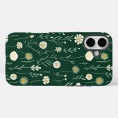 Elegant Wildflower Pattern on Dark Green  Case-Mate iPhone Case (Achterkant (horizontaal))