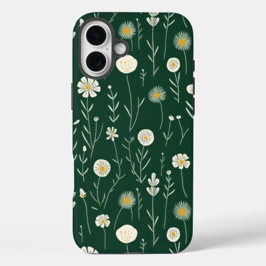 Elegant Wildflower Pattern on Dark Green  Case-Mate iPhone Case (Achterkant)