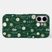 Elegant Wildflower Pattern on Dark Green  Case-Mate iPhone Case (Achterkant (horizontaal))