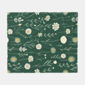 Elegant Wildflower Pattern on Dark Green  Fleece Deken (Voorkant (Horizontaal))