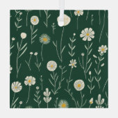 Elegant Wildflower Pattern on Dark Green  Glas Ornament (Achterkant)
