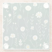 Elegant Wildflower Pattern on Dark Green  Glazen Onderzetter (Achterkant)