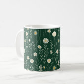 Elegant Wildflower Pattern on Dark Green  Koffiemok (Voorkant links)