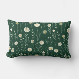 Elegant Wildflower Pattern on Dark Green  Kussen