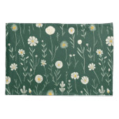 Elegant Wildflower Pattern on Dark Green  Kussensloop (Achterkant-Links)