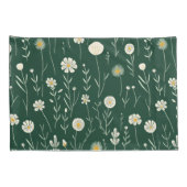 Elegant Wildflower Pattern on Dark Green  Kussensloop (Achterkant-Rechts)