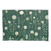 Elegant Wildflower Pattern on Dark Green Kussensloop (Voorkant-Links)