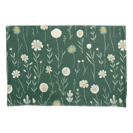 Elegant Wildflower Pattern on Dark Green  Kussensloop