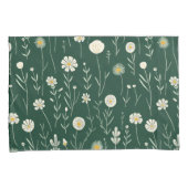 Elegant Wildflower Pattern on Dark Green  Kussensloop (Voorkant-Rechts)