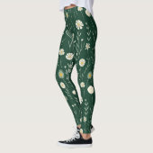 Elegant Wildflower Pattern on Dark Green  Leggings (Links)