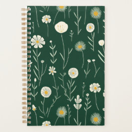 Elegant Wildflower Pattern on Dark Green  Planner