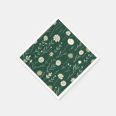 Elegant Wildflower Pattern on Dark Green  Servet (Hoek)