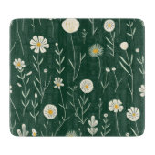 Elegant Wildflower Pattern on Dark Green  Snijplank (Voorkant)