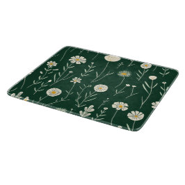 Elegant Wildflower Pattern on Dark Green  Snijplank