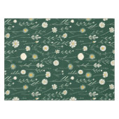 Elegant Wildflower Pattern on Dark Green  Tafelkleed (Voorkant (Horizontaal))