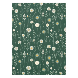Elegant Wildflower Pattern on Dark Green  Tafelkleed