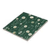 Elegant Wildflower Pattern on Dark Green  Tegeltje (Zijkant)