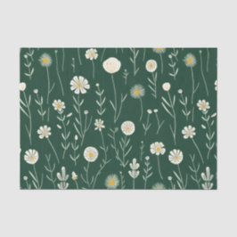 Elegant Wildflower Pattern on Dark Green  Tissuepapier