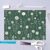 Elegant Wildflower Pattern on Dark Green  Tissuepapier (Craft)