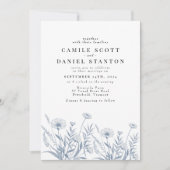 Elegant Wildflower Periwinkle Wedding Kaart (Voorkant)