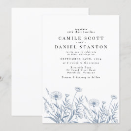 Elegant Wildflower Periwinkle Wedding Kaart