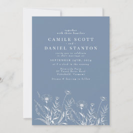 Elegant Wildflower Periwinkle Wedding Kaart