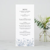 Elegant Wildflower Periwinkle Wedding Menu (Staand voorkant)