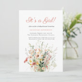 Elegant Wildflower Pink Het is een meisjesdouche Kaart (Staand voorkant)