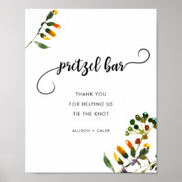 Elegant Wildflower pretzel trouwbord Poster