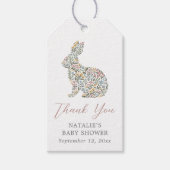 Elegant Wildflower Rabbit Baby shower Favoriet Cadeaulabel (Voorkant)